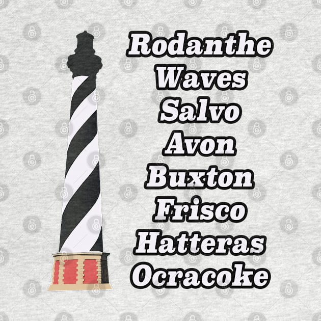 Hatteras Island Lighthouse with Towns by Trent Tides